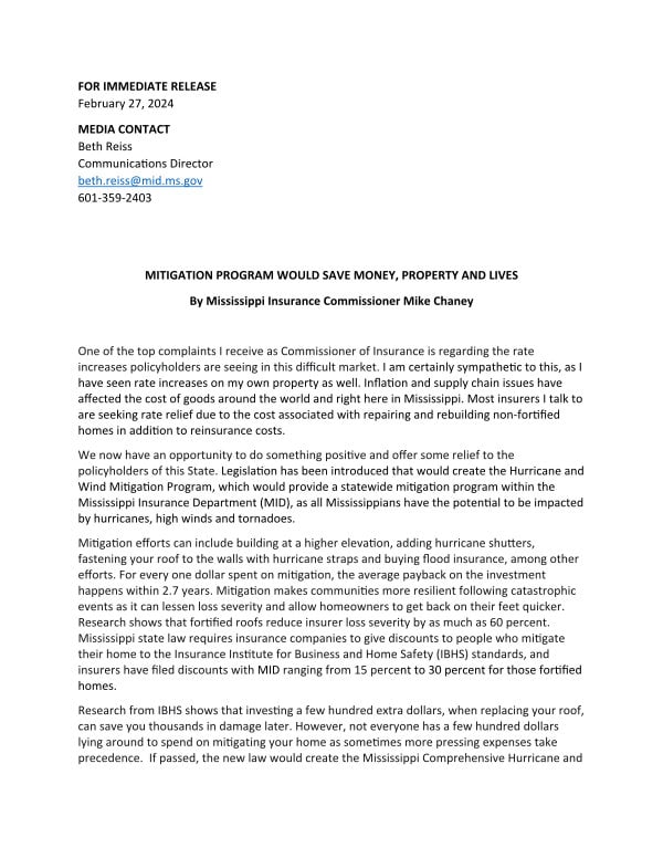 Mississippi Forified Mitigation Program 2024 Mississippi Forified Mitigation Program 2024