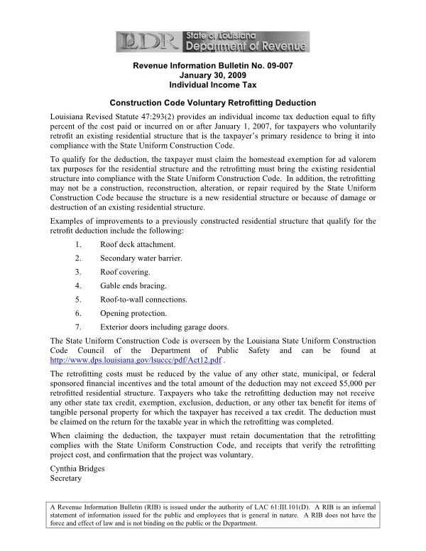 Revenue Information Bulletin No. 09-007 Revenue Information Bulletin No. 09 007 1