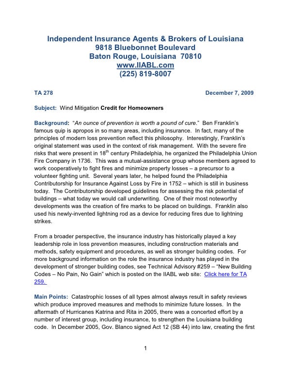 Wind Mitigation Brokers Credit 2009 Wind Mit Brokers Credit 2009 cover