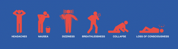 For a better understanding of CO poisoning lets begin with the symptoms in this illustration