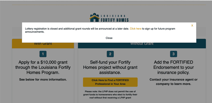 Louisiana Fortify Homes Program Lottery Closed Louisiana Fortify Homes Program Lottery Closed